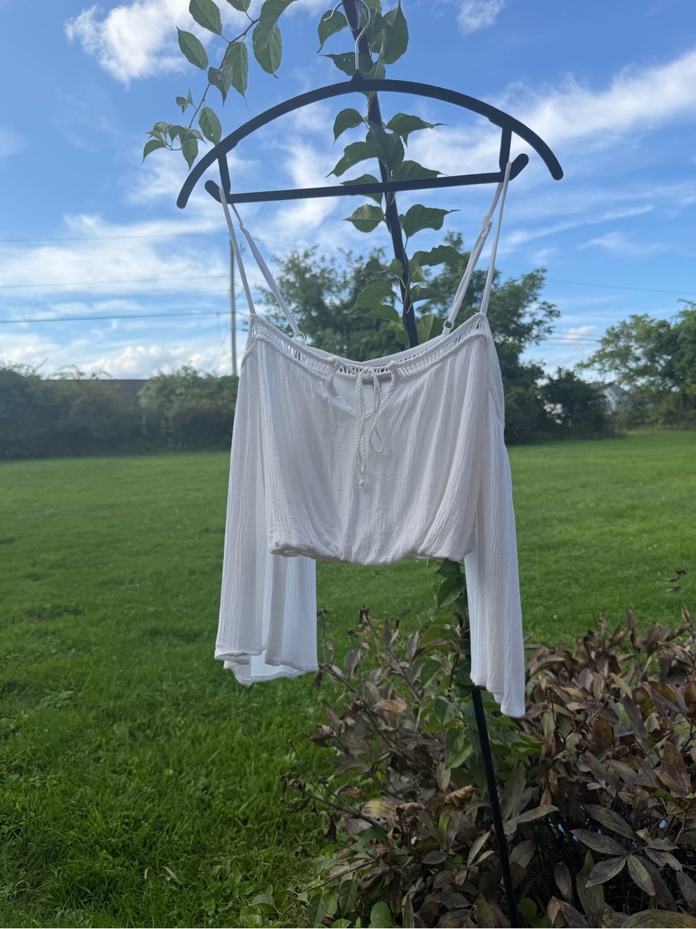 Charlotte Russe White Off-Shoulder Cropped Blouse